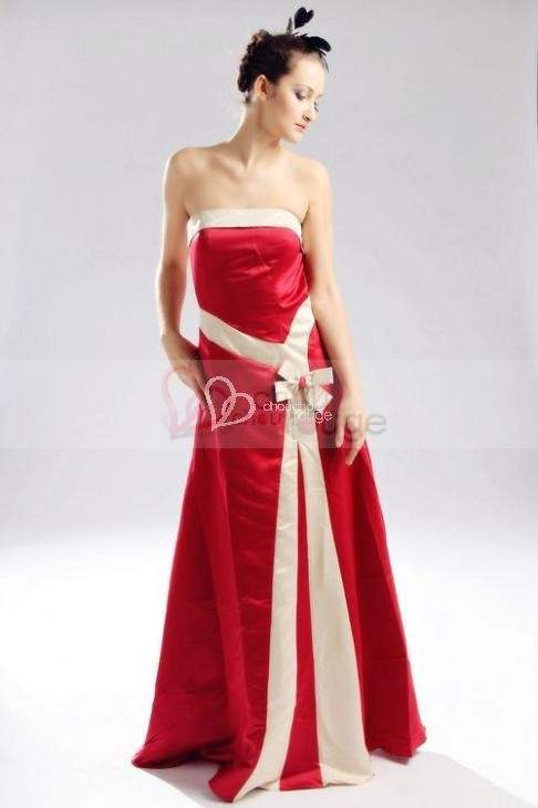Empire A-line Princess Strapless Floor-length Stain Evening Dress With Bowknot